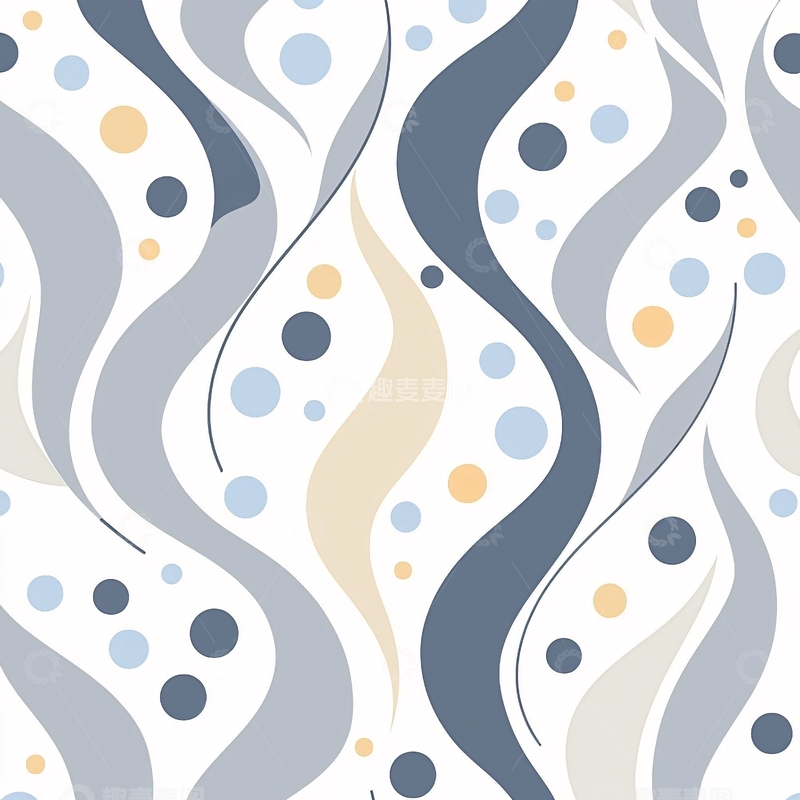 高清大图下载【趣麦麦图】抽象波浪线条与圆点图案背景