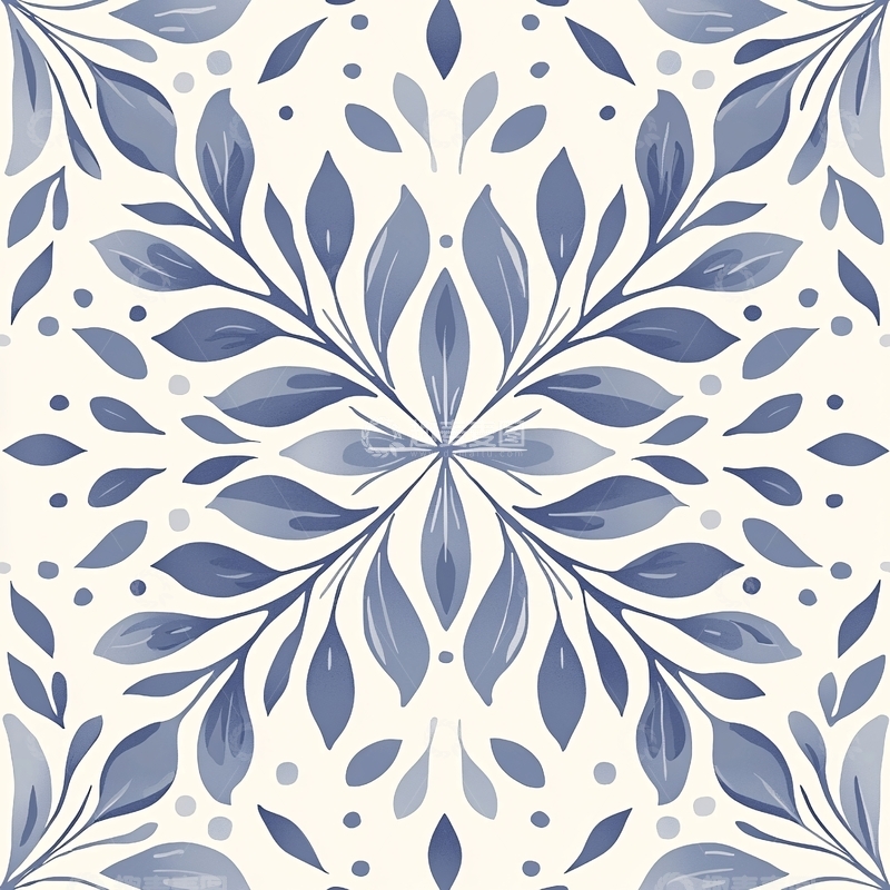 高清大图下载【趣麦麦图】蓝色花卉图案背景素材