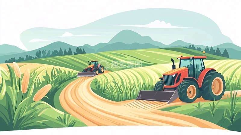 高清大图下载【趣麦麦图】田园风光拖拉机耕作