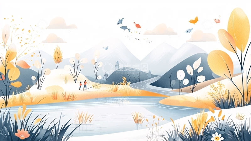 高清大图下载【趣麦麦图】宁静的湖面山水背景