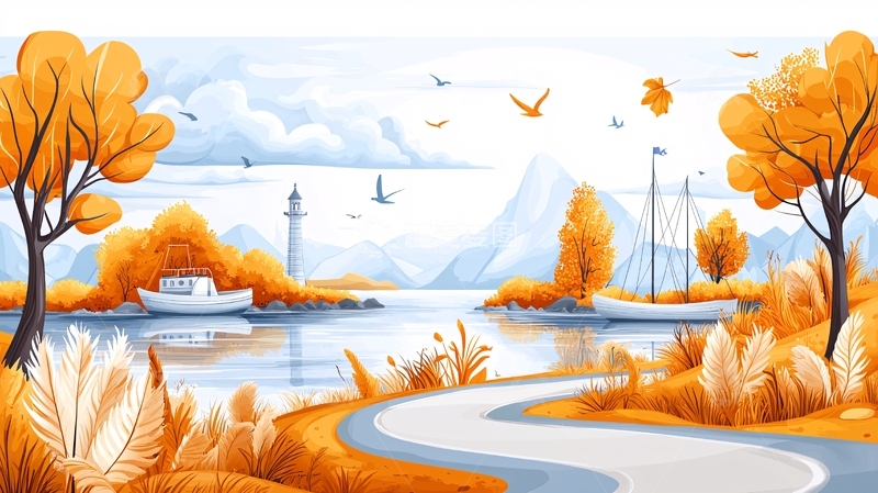 高清大图下载【趣麦麦图】秋日湖畔的唯美风景