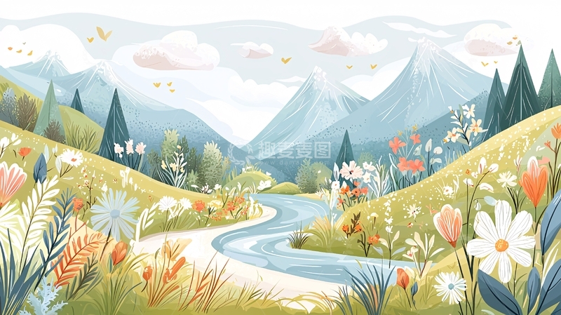 高清大图下载【趣麦麦图】山间小路花草