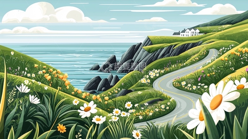 田园风光海岸线
