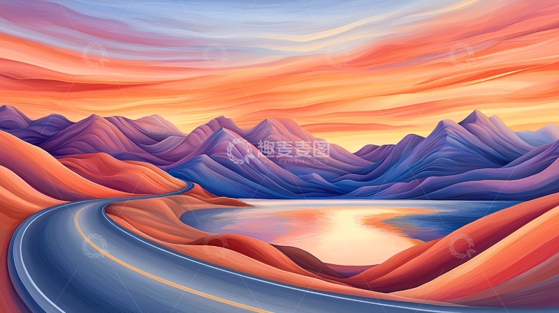 高清大图下载【趣麦麦图】梦幻山水公路景色