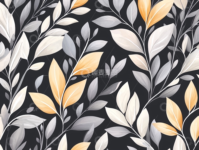 高清大图下载【趣麦麦图】秋叶渐变色背景图案