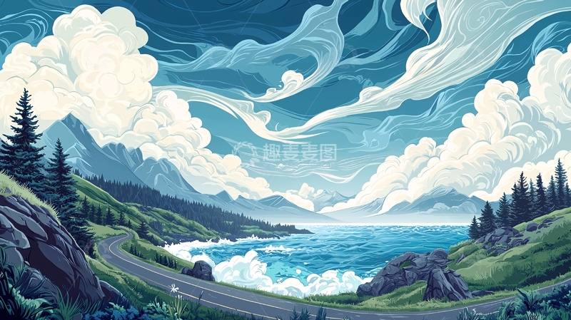 高清大图下载【趣麦麦图】水天一色高清图片