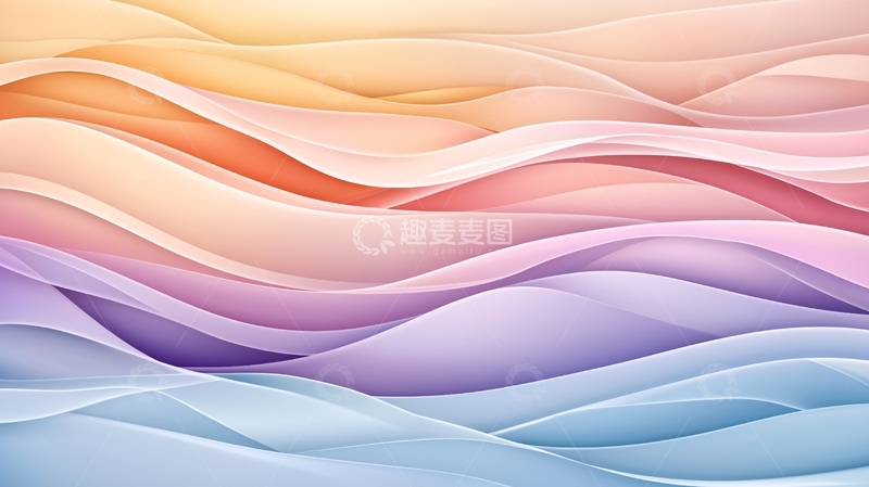 高清大图下载【趣麦麦图】梦幻色彩波浪抽象背景
