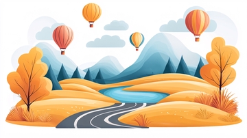 秋季山野热气球飞舞