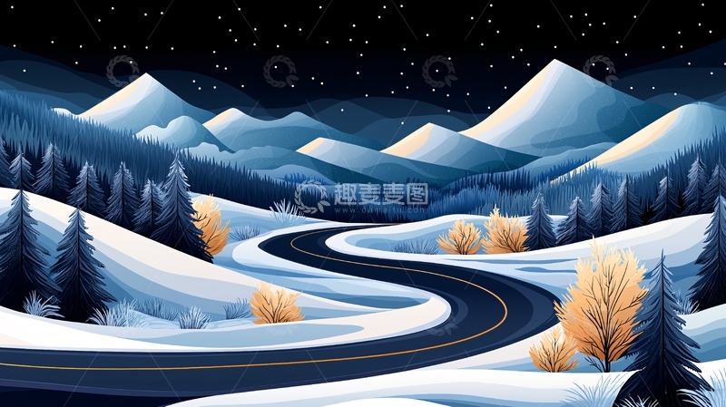 高清大图下载【趣麦麦图】冬季雪山公路