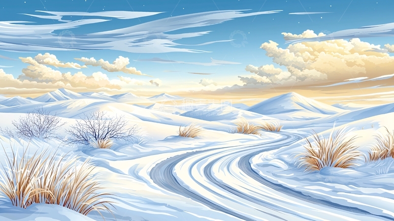 高清大图下载【趣麦麦图】雪地小路高清图片