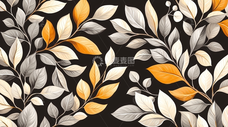 高清大图下载【趣麦麦图】秋叶渐变色背景图案