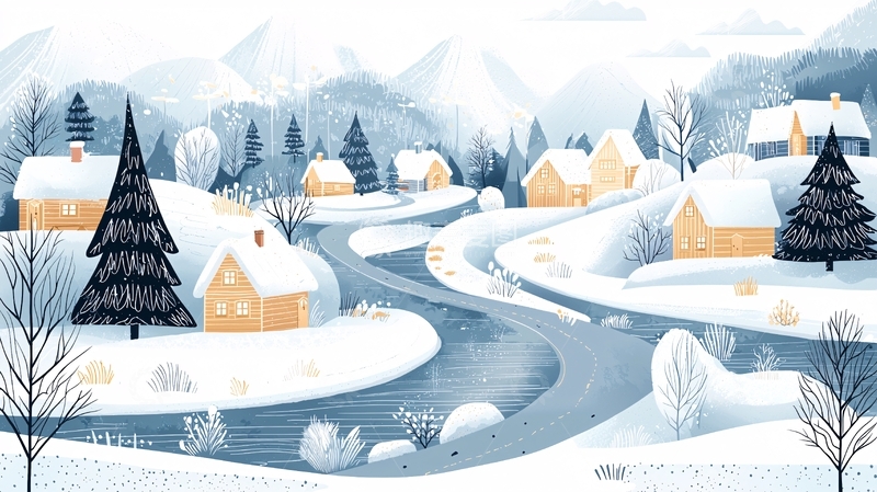 高清大图下载【趣麦麦图】雪景村庄高清图片