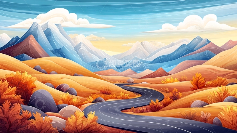 高清大图下载【趣麦麦图】秋日山景公路