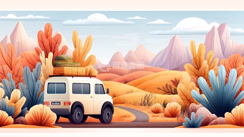 高清大图下载【趣麦麦图】秋日房车旅行风景