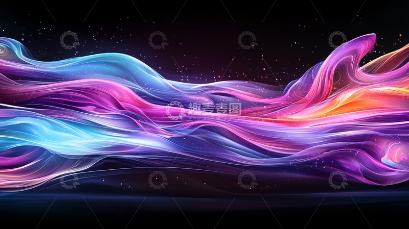 高清大图下载【趣麦麦图】梦幻色彩流动线条背景