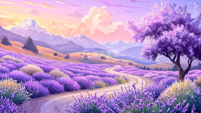 高清大图下载【趣麦麦图】薰衣草田野的梦幻风景