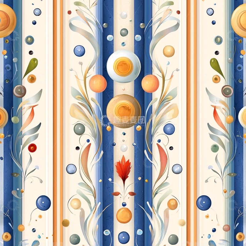 高清大图下载【趣麦麦图】抽象花卉条纹背景图案