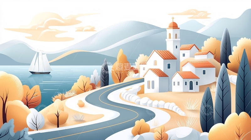 高清大图下载【趣麦麦图】美丽海滨小镇的秋日风光