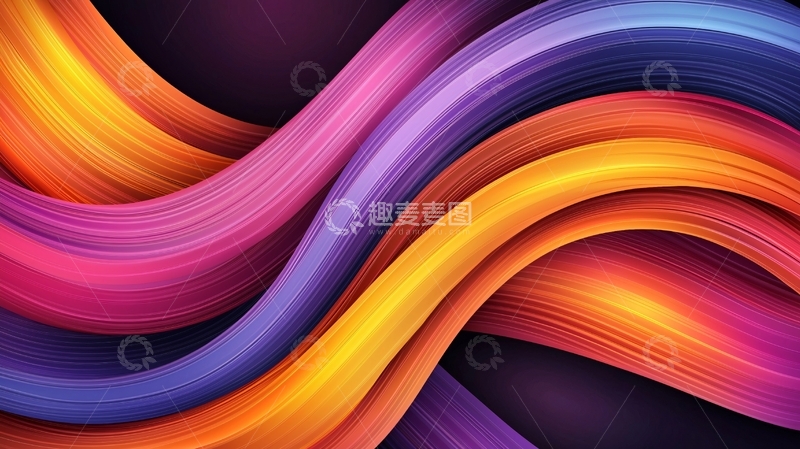 高清大图下载【趣麦麦图】色彩渐变流动线条背景