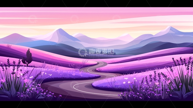 高清大图下载【趣麦麦图】薰衣草田野的紫色风景