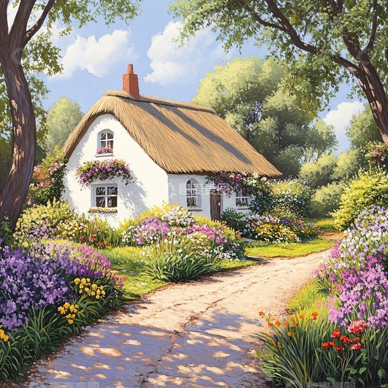 高清大图下载【趣麦麦图】乡村小屋与花海