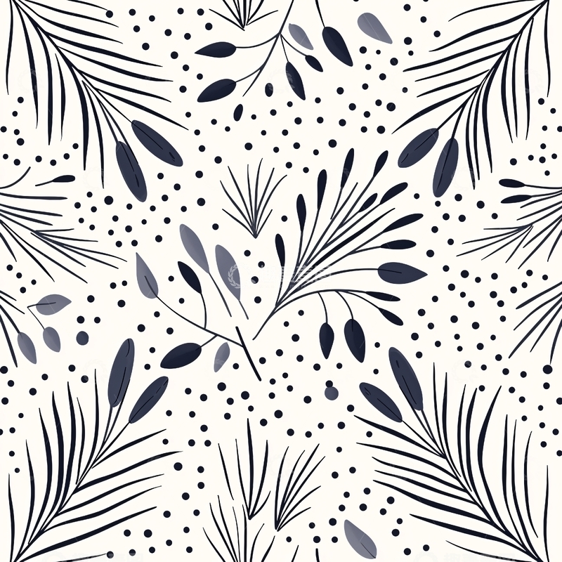 高清大图下载【趣麦麦图】简约植物花卉图案背景素材