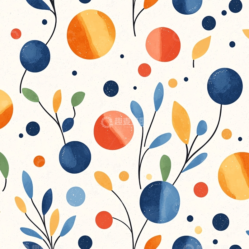 高清大图下载【趣麦麦图】秋日色彩斑斓植物图案背景