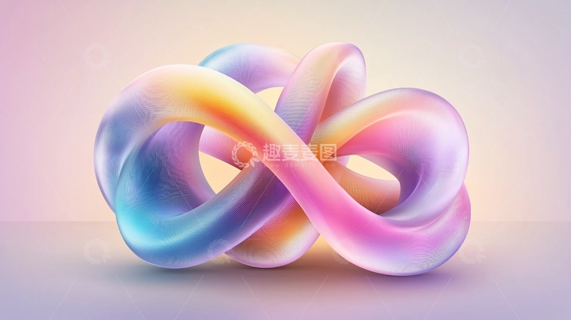 高清大图下载【趣麦麦图】彩虹色交织的环形艺术雕塑