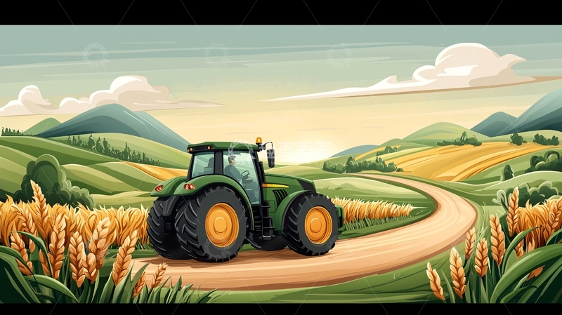 高清大图下载【趣麦麦图】田园风光拖拉机