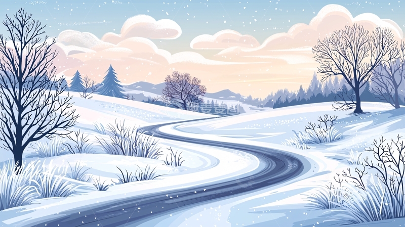 冬季雪地道路