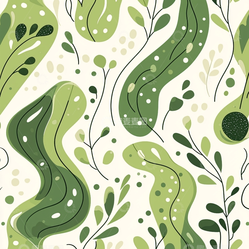 高清大图下载【趣麦麦图】绿色植物抽象图案背景