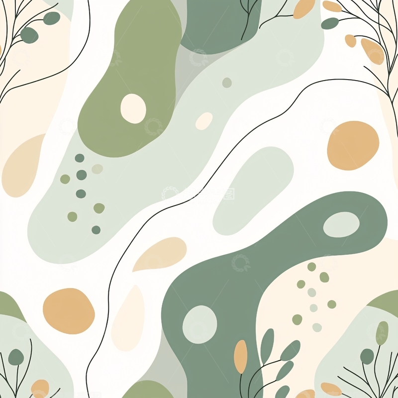 高清大图下载【趣麦麦图】抽象自然风手绘图案背景