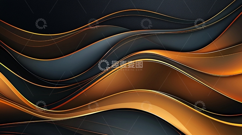 高清大图下载【趣麦麦图】金色波浪抽象背景设计