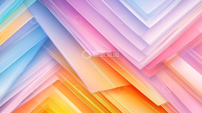 高清大图下载【趣麦麦图】彩虹渐变色纸张堆叠背景