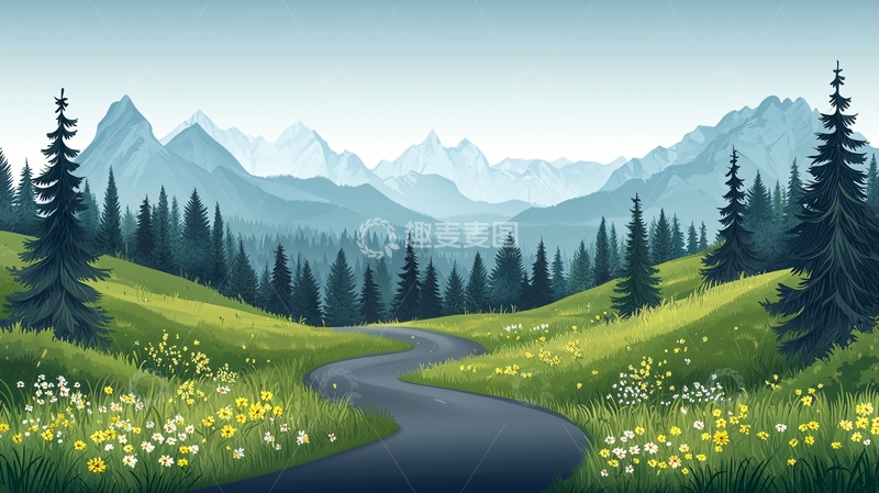 高清大图下载【趣麦麦图】风景如画的山间小路