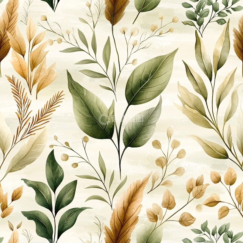 高清大图下载【趣麦麦图】秋日植物花卉图案背景