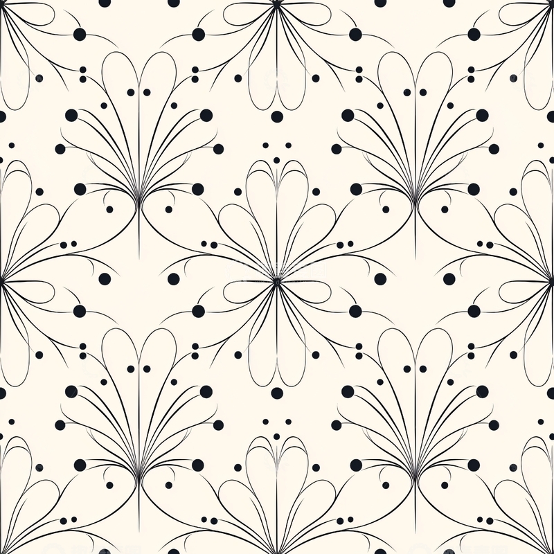 高清大图下载【趣麦麦图】黑白花卉图案背景素材