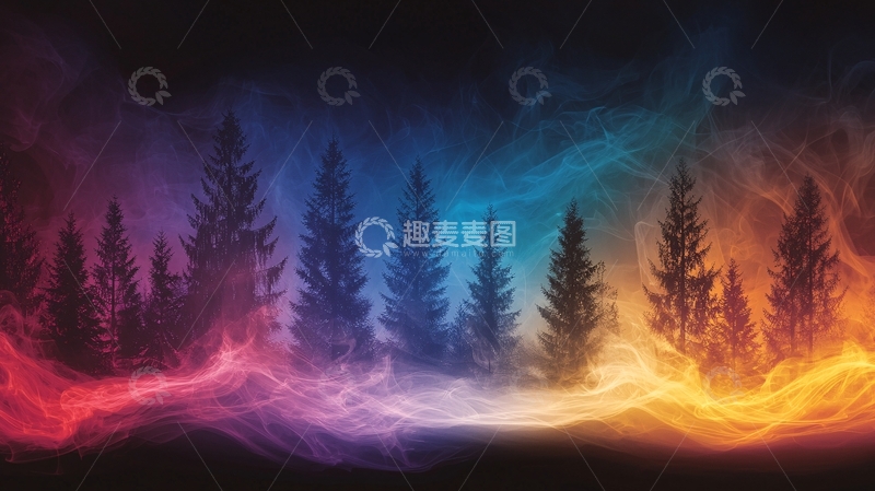 高清大图下载【趣麦麦图】梦幻森林夜景