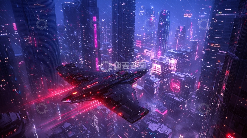 高清大图下载【趣麦麦图】未来城市飞行汽车