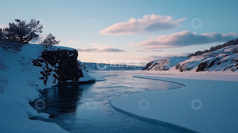 高清大图下载【趣麦麦图】冬日冰雪覆盖的峡谷