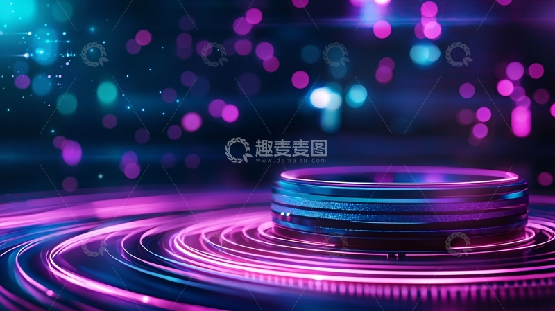 高清大图下载【趣麦麦图】科技感圆形舞台背景