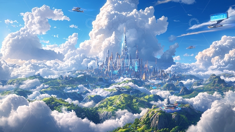 高清大图下载【趣麦麦图】云端之城高清图片