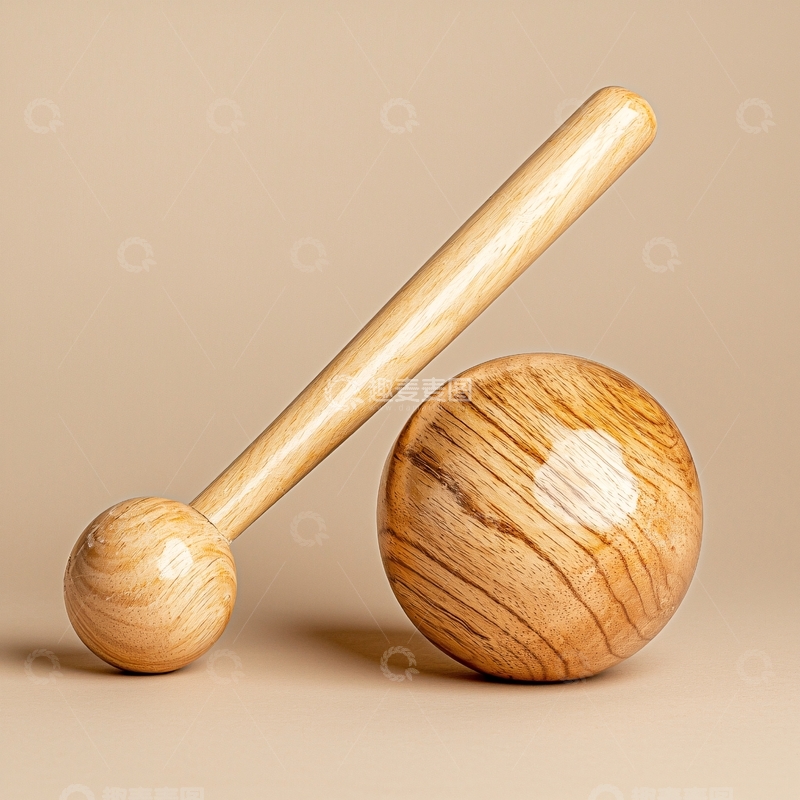 高清大图下载【趣麦麦图】-木制球棒和球