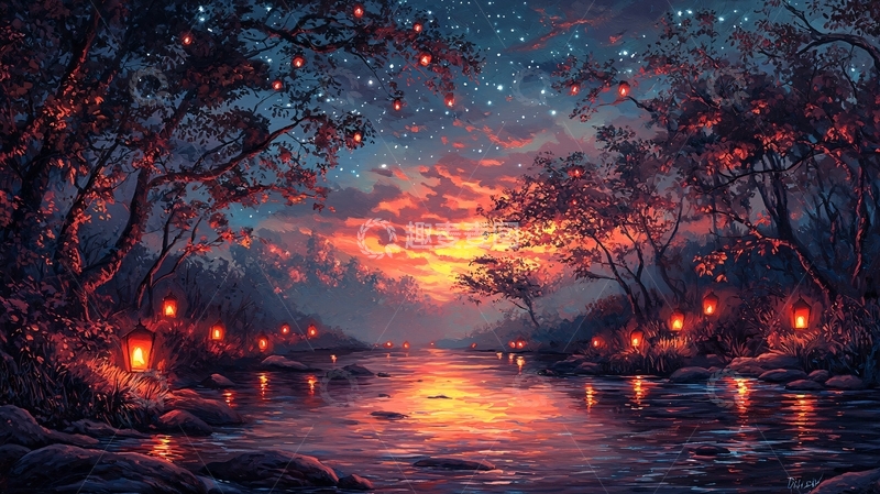 高清大图下载【趣麦麦图】神秘森林夜景