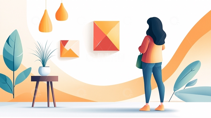 高清大图下载【趣麦麦图】简约风格女性欣赏艺术画作