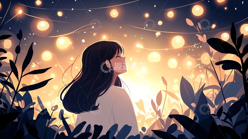 高清大图下载【趣麦麦图】仰望星空的女孩