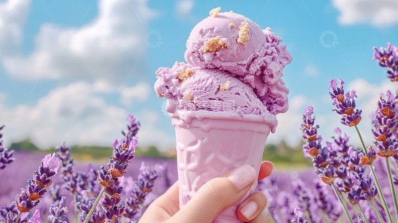 高清大图下载【趣麦麦图】薰衣草紫色冰淇淋