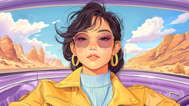 高清大图下载【趣麦麦图】驾车女子高清图片