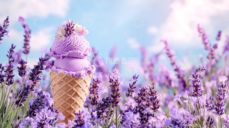 高清大图下载【趣麦麦图】薰衣草冰淇淋