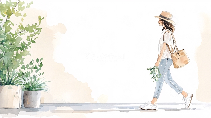 高清大图下载【趣麦麦图】女孩草帽漫步清新文艺